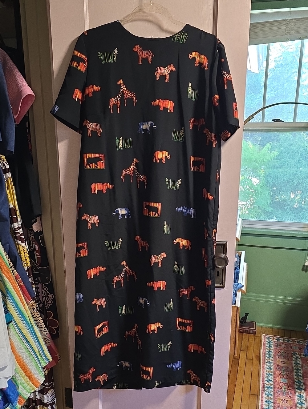 Vintage 220 Hickory Black Safari Print Dress Size Large